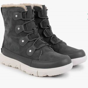 Sorel Gray Lace-Up Faux Fur Winter Boots